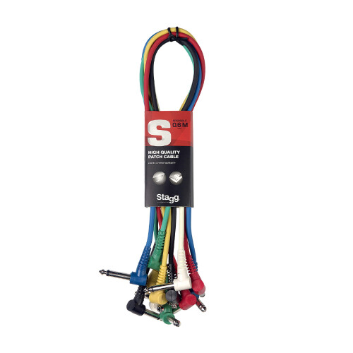 Stagg SPC060L E 60cm Mono Angled Patch Cable - Multicolour (Pack of 6) 1