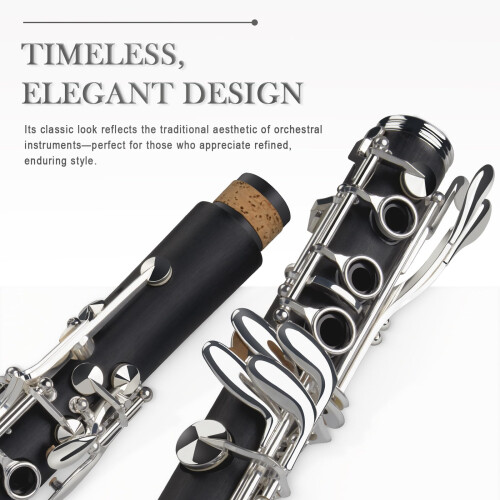 SONICAKE B Flat Clarinet for Beginners, Ebonite Bb Clarinet Silver-plated 2