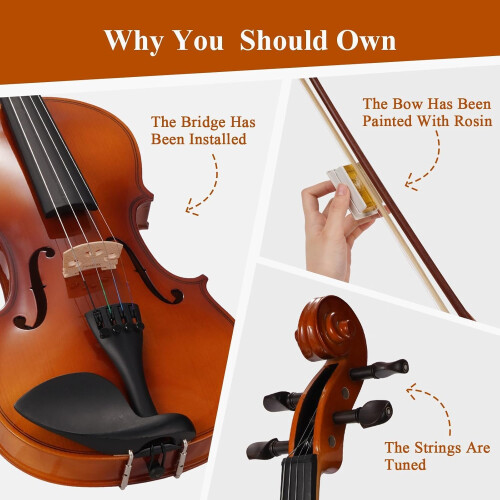Phoenix PHOENIX Violin 4/4 Full Size Kit, Fiddle Set for Beginner Adults Stude 2