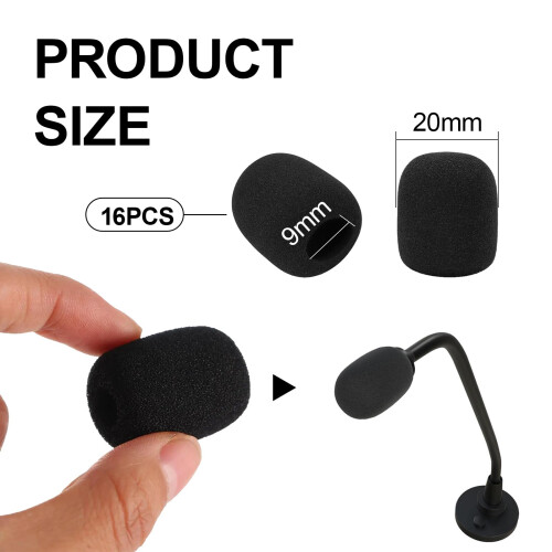 16 Packs Headset Microphone Foam Cover for Microphone Protection 1