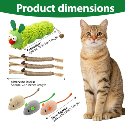 CrestHaven 6Pcs Interactive Catnip Plush Toys Indoor Kitten Molar Rod Mouse 1