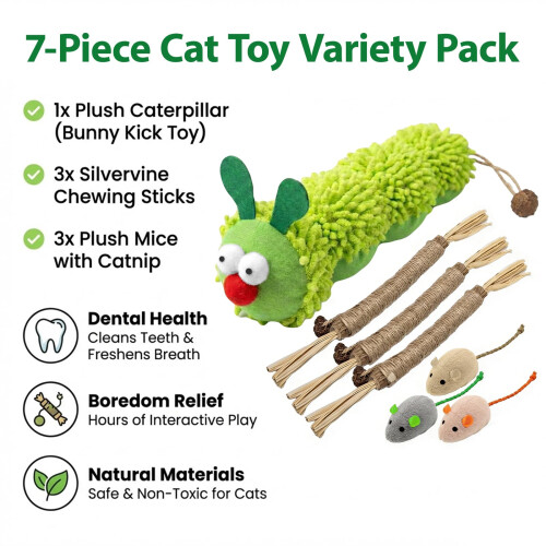 CrestHaven 6Pcs Interactive Catnip Plush Toys Indoor Kitten Molar Rod Mouse 2