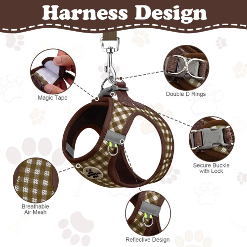 OFFCUP Dog Harness and Leash Set, Mesh Reflective Breathable Dog Harness 2
