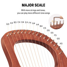 Donner Lyre Harp, 16 Metal Strings, Mahogany Body and Copper Saddle DLH-003 Lyre Harp with Tuning Wrench, Spare String Set, Gig Bag, Manual, Ancient