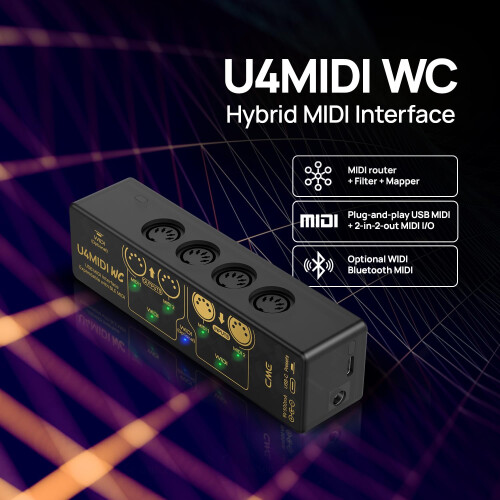 CME U4MIDI WC - Hybrid 2-in-2-out MIDI Interface with Router, Filter, 1