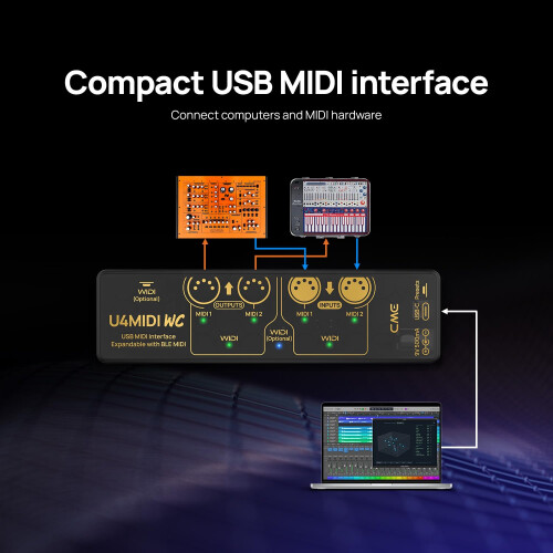 CME U4MIDI WC - Hybrid 2-in-2-out MIDI Interface with Router, Filter, 2