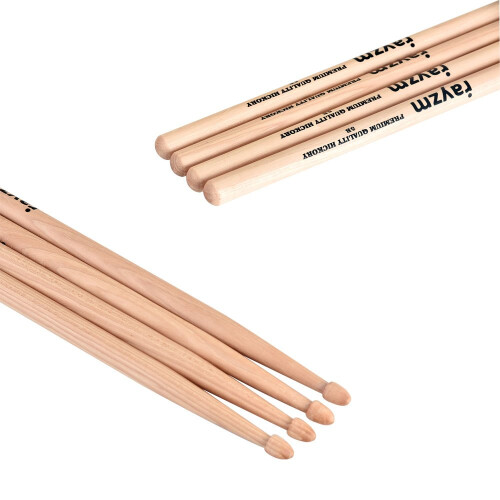 rayzm Drum Sticks 5B, Solid American Hickory Drumsticks/Beater Sticks, Wood Tips 1