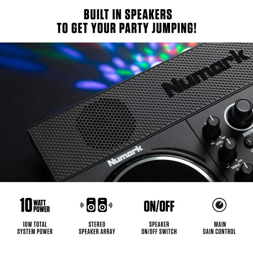 Numark Numark Party Mix Live DJ Controller with Speakers, Lights, 2 Decks, Mixer, Audio Interface and Serato Lite 2