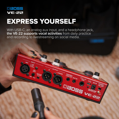 BOSS VE-22 Vocal Performer | Advanced Multi-Effects Processor for Singers | Powerful Harmony & Doubling Functions | Auto Pitch Correction | Ideal for 1