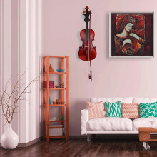 Tissting 1 Pcs Violin Wall Mount Hanger, Iron Violin Stand with Bow Holder, Double Head Violin Viola Hook Stand for Home Studio