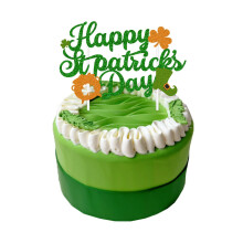 St. Patrick's Day Glitter Cake Topper - Double-Sided Plastic