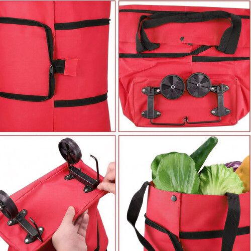 Chariot de courses pliable GASTROPOD à roulettes, rouge 2