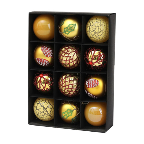 Shatterproof Plastic Christmas Balls Gold 12 pcs 1