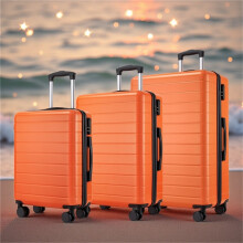 (20+24+28 Inch) 20/24/28 Inch Orange Hard Shell Luggage Lightweight ABS Suitcases with Silent Wheels & Combination Locks