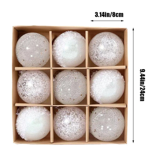 Shatterproof Christmas Ornaments Silver White Glitter 9PCS 2