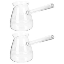 2 Pcs Glass Coffee Pot Stovetop Tea Pot Side Handle Teapot Kettle Random Style for Tearoom