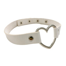 Collier ras du cou en cuir PU pour femme, style vintage cœur avec chaîne souple, ajustable, style punk, design gothique tendance.