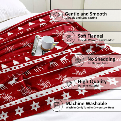 Stijggn kerstplaid, rood, 100x150cm 2