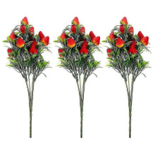 3Pcs Artificial Strawberry Plants Stems Fake Fruit Branches Vase Filling Decor