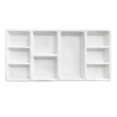 White Rectangular Ceramic Paint Palette Pigment Tray for Oil Painting