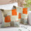 Ensemble de 2 housses de coussin en velours orange et gris, 50 x 50 cm 2
