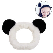 Snyggt plyschigt pandaöronhårband i mikrofiber, korallfleece, absorberande och snabbtorkande ansiktsmakeup, hudvård, badhuvudband för spa