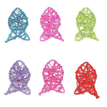 6 PCS Fish-Shaped Rattan Woven Pendant Creative Hollow-out Hanging Decoration