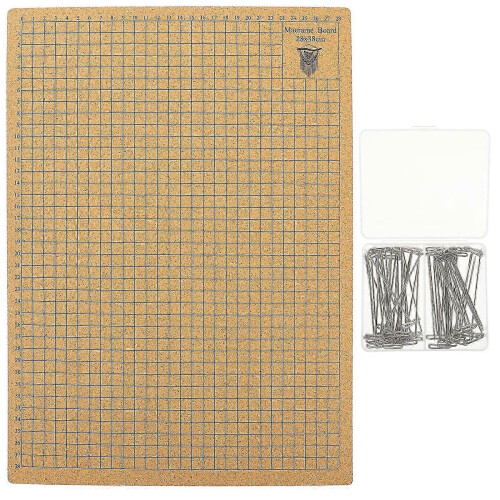 Macrame Grid Board with T-Shaped Pins Cork Board for Woven Bracelet Craft Projects