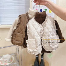(3453 meters white, 110 yards) Ningli Girls' Vest Autumn and Winter New Fashionable Children's Padded Vest Winter Baby Girl Warm Waistcoat Vest