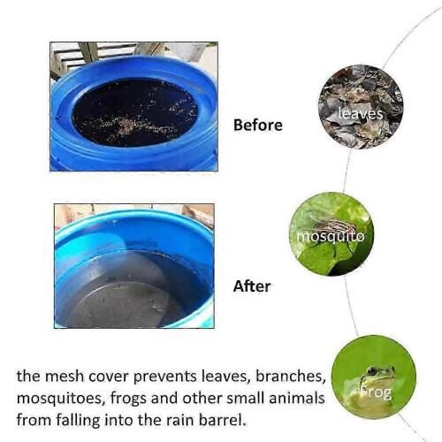 2pcs Rain Barrel Cover Mesh Screen 80cm Diameter with Elastic Cord Drawstring for Water Collection 2