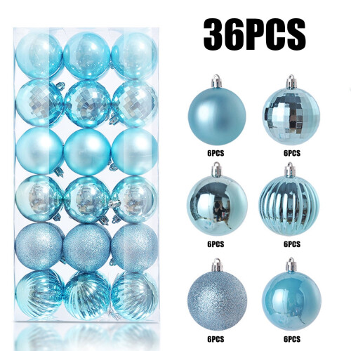Christmas Ball Ornaments Light Blue 4 cm Shatterproof Set 1