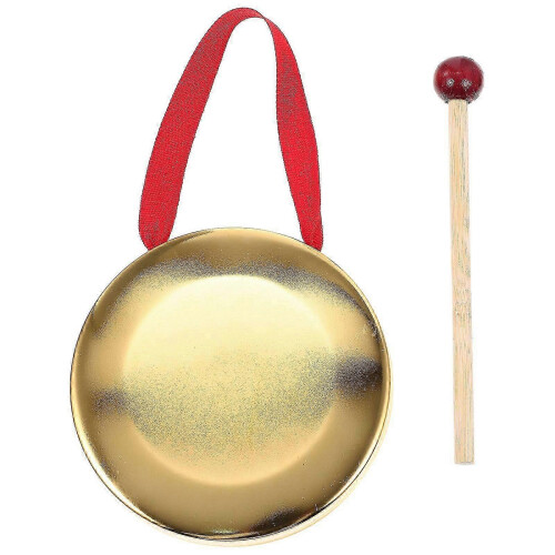1 Set Hand Held Small Gong with Mallet Metal Percussion Instrument