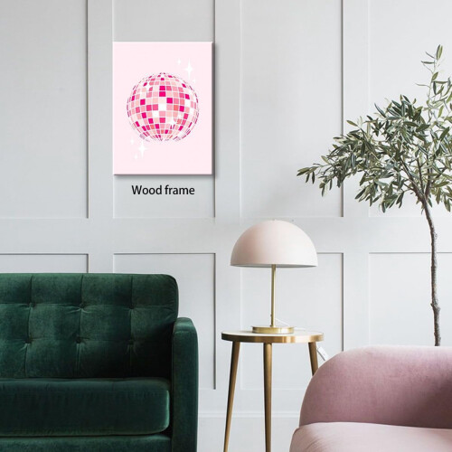Affiche murale boule disco rose 12x16 pouces 2