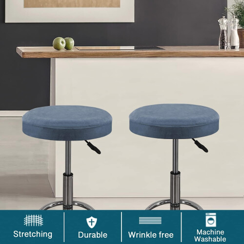Lot de 2 housses de tabouret rondes en velours extensible 1