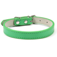 Collar, Adjustable Pet Collars, PU Leather Neck Strap, Soft Documents, Supplies for - Green-19-27CM -A