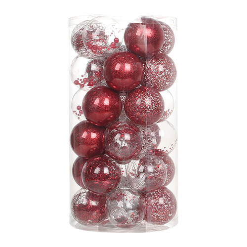 Christmas Ornaments Shatterproof Red Clear 30 pcs 1