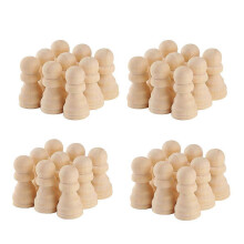 50pcs Unfinished Wooden Chess Pieces Unpainted International Chess Pieces Crafts