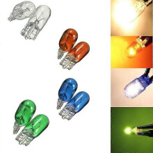 Luxora 6pcs T10 Halogen Bulb W5W WhiteBlueAmberGreen Color 12V 5W 194 501 Bright Side Wedges Car Light Source Instrument Lamp