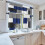 Navy Blue Geometric Kitchen Curtains Set 36 inch 5