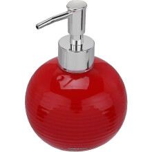 1pc Ceramic Soap Dispenser, Round Press Bottle Refillable Lotion Bottle, Squeeze Pump Dispenser Liquid Hand Soap Dispenser ( Red )