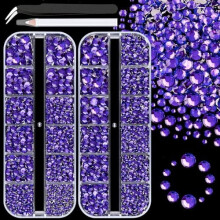 Paarse hars strass steentjes platte achterkant 2 dozen