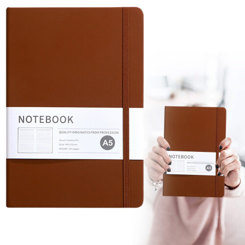 A5-Notizbuch mit Hardcover, 200 Seiten, liniert