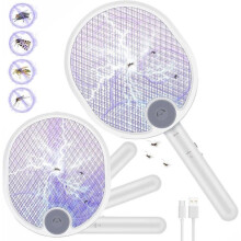 Raquete elétrica mata-insetos de 4000V, raquete elétrica mata-mosquitos de 1500mAh, raquete elétrica mata-moscas recarregável via USB