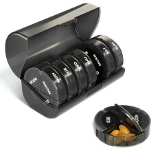 Round Weekly Pill Organizer, 7 Days, 28 Compartments, 4 Times a Day