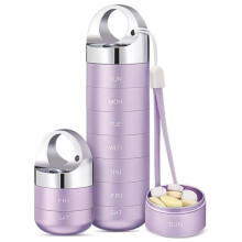 Weekly Pill Organizer, Morning and Evening, 7-Day Pill Box, Separable, Leakproof Aluminum Alloy