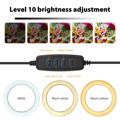 6" USB Ring Light for Laptop – Dimmable, 3 Colour Modes, 2