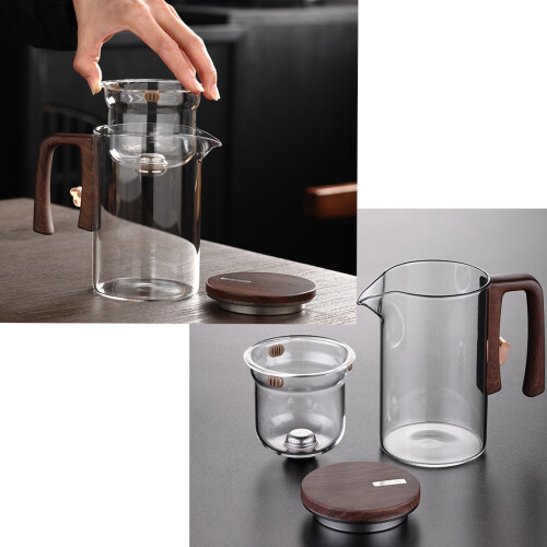 Bypierce glas tekande med træhåndtag og låg 520 ml 2