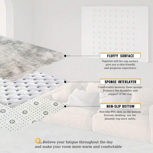 Fluffy Shag-teppe Moderne Sklisikkert Maskinvaskbart 2