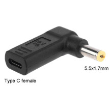 USB-C naar 5,5 x 1,7 mm DC-voedingsadapterconverter