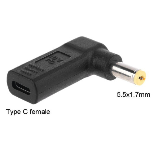 USB-C naar 5,5 x 1,7 mm DC-voedingsadapterconverter